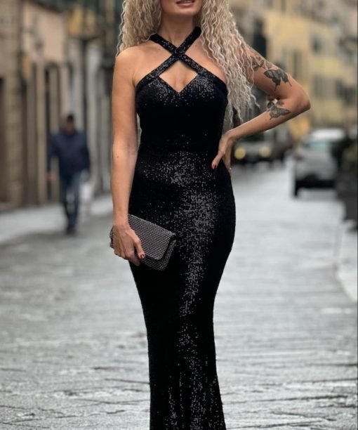 Juodos spalvos proginė suknelė