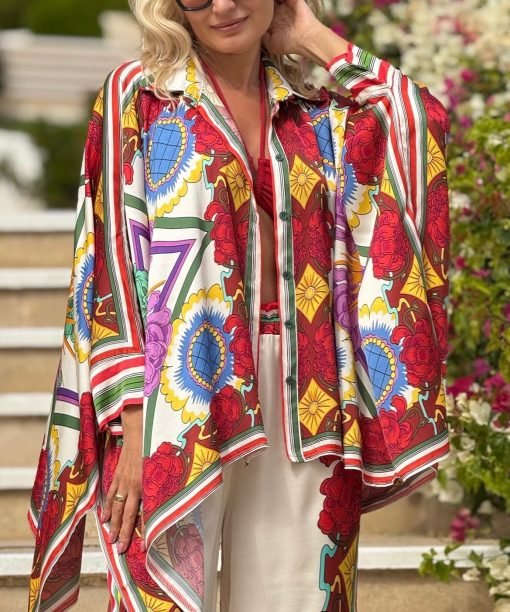 Kostiumėlis "Ornamentai", latte/raudona spalva