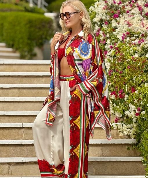 Alternative view of Kostiumėlis "Ornamentai", latte/raudona spalva