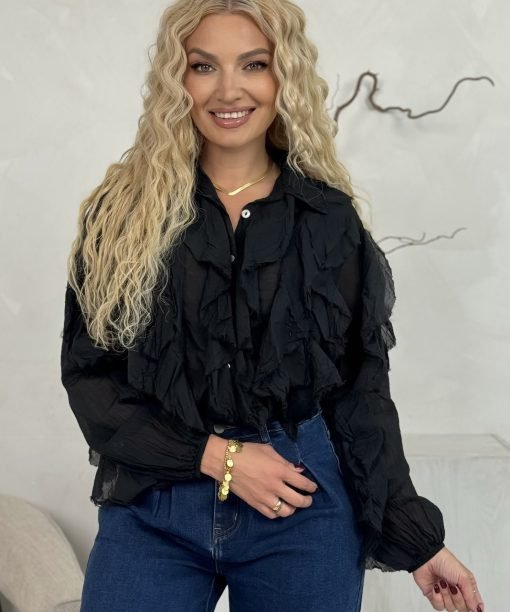 Alternative view of Marškiniai "Romantika", juoda spalva