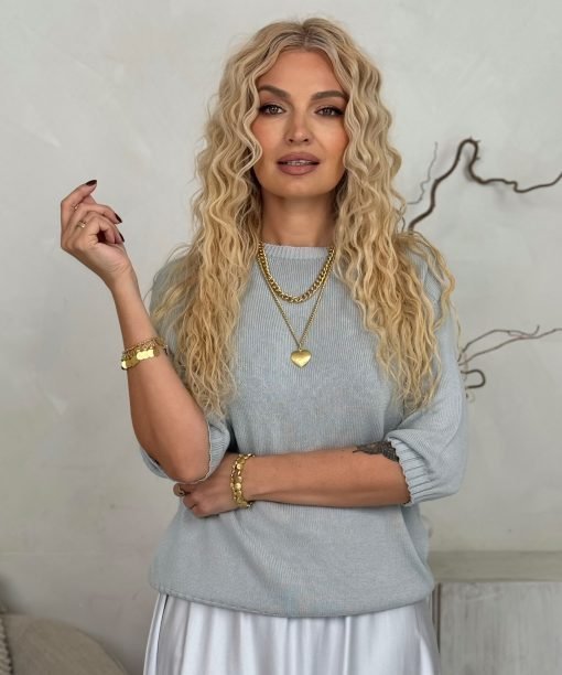 Megztinis, 3/4 rankovės, pilka spalva