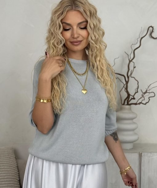 Alternative view of Megztinis, 3/4 rankovės, pilka spalva