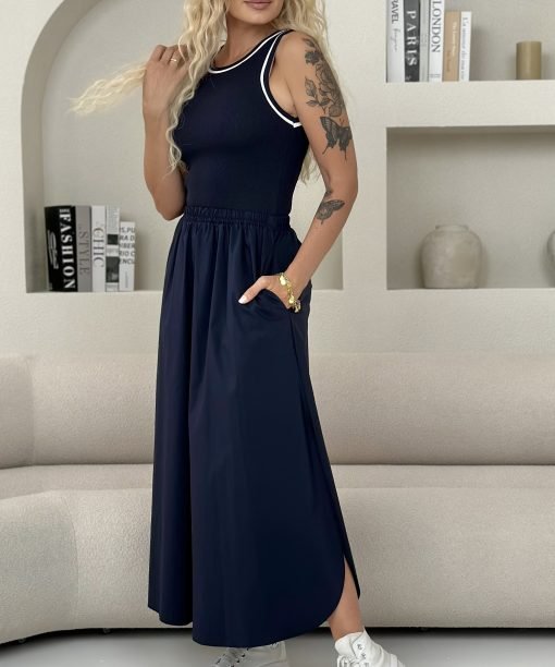 Alternative view of Suknelė, su kišenėmis, tamsiai mėlyna