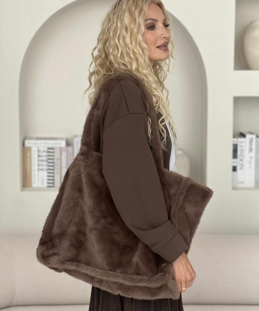 Alternative view of Dirbtino kailio rankinė, šokolado spalvos