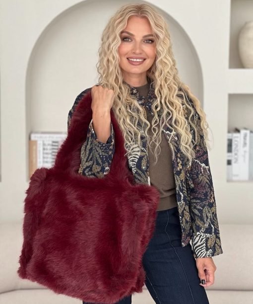 Dirbtino kailio rankinė, vyno spalvos