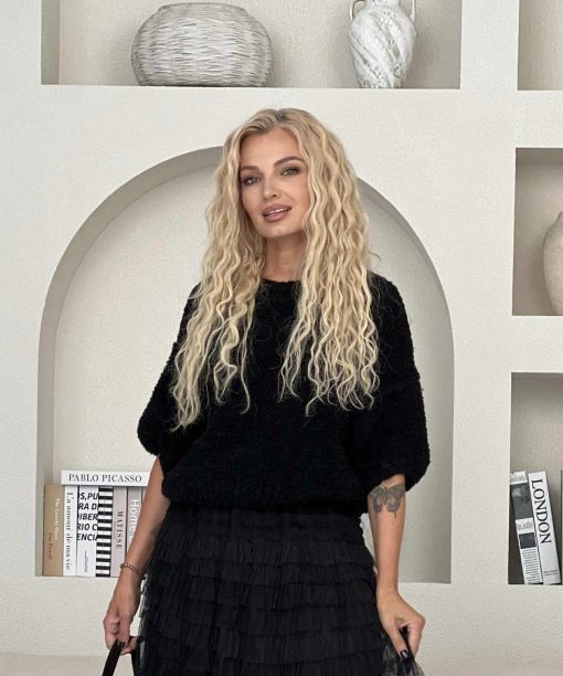 Megztinis 3/4 rankovės  "Debesėlis" juodos spalvos