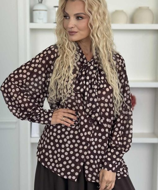 Žirniuota palaidinė, šokolado spalva