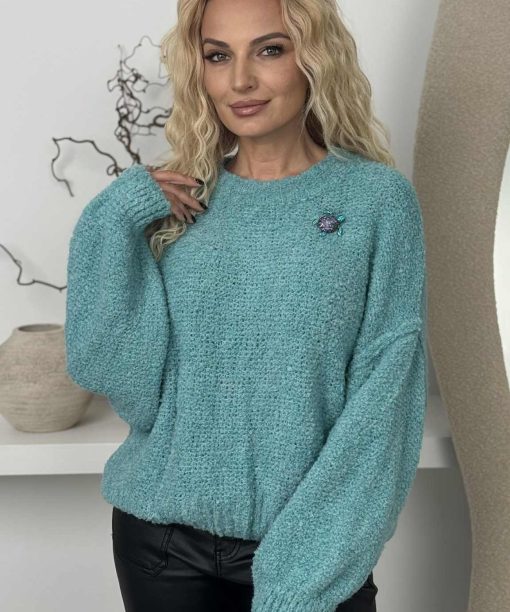 Megztinis "Debesėlis" , ilgos rankovės,turkio spalva