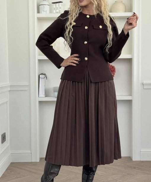 Alternative view of Elegantiškas kostiumėlis, „Auksinės sagutės”, šokolado spalva