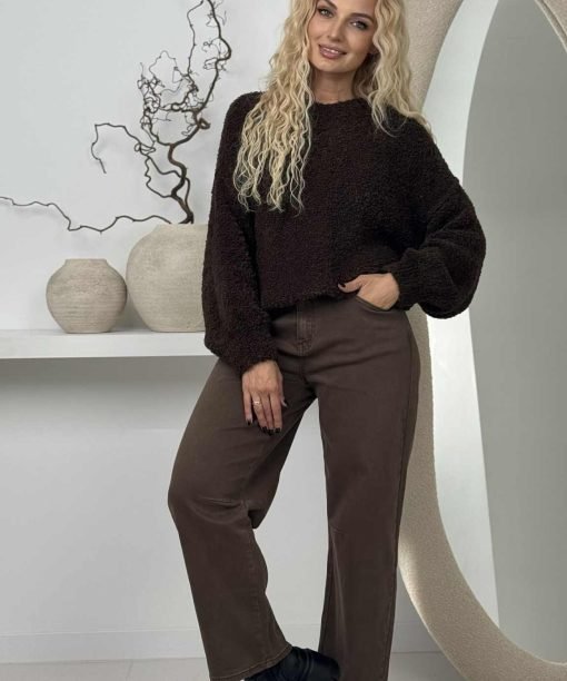 Alternative view of Džinsai "Baggy", pieniško šokolado spalva