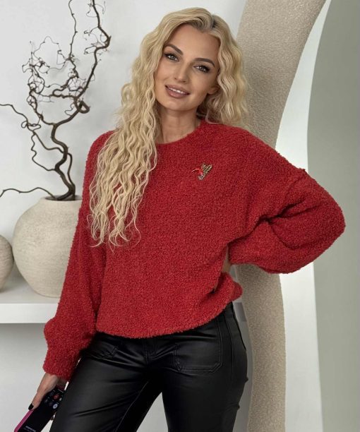 Megztinis "Debesėlis" , ilgos rankovės, raudona spalva