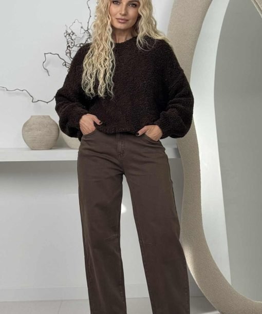 Džinsai "Baggy", pieniško šokolado spalva