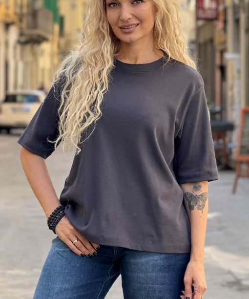 Marškinėliai Klasikiniai, grafito spalvos