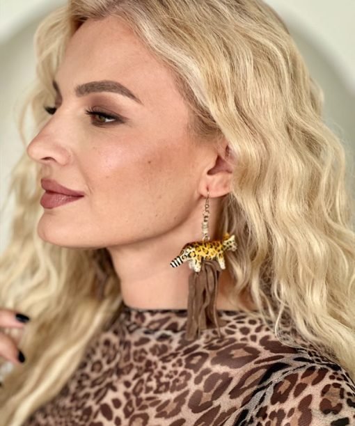 Auskarai Leopardas su kutais