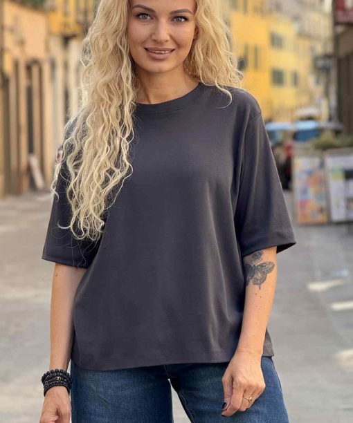 Alternative view of Marškinėliai Klasikiniai, grafito spalvos