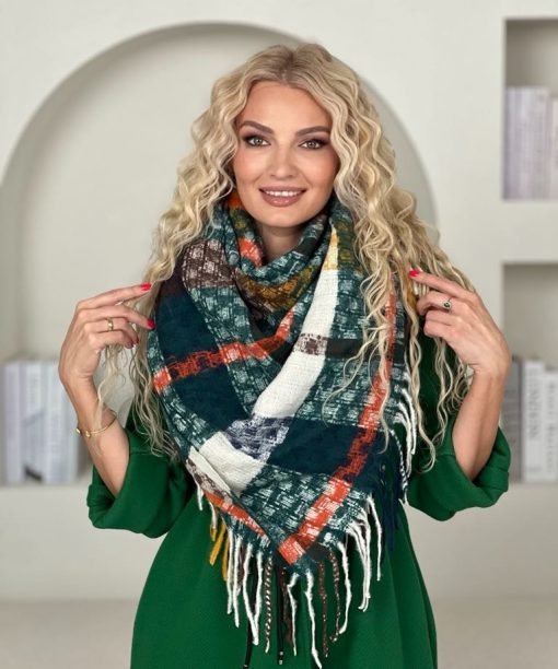 Šalikas "Languotas", smaragdo spalva