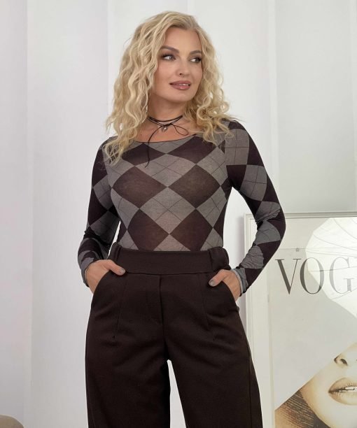 Palaidinė su kašmyru, "Alisa", šokolado/pilka spalva