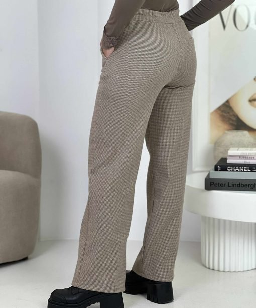 Alternative view of Klasikinės kelnės su gumele, kapučino/latte spalva