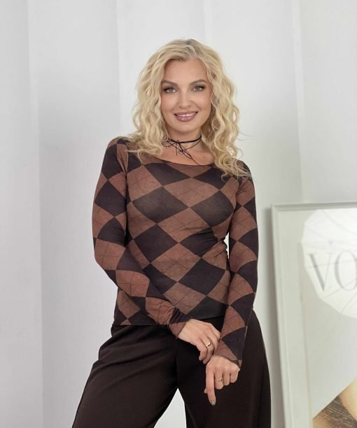 Palaidinė su kašmyru, "Alisa", juoda/ruda spalva