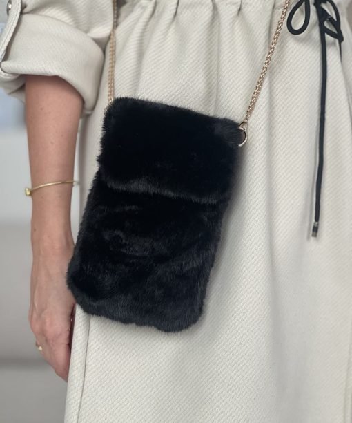 Eko kailio maža rankinė, juoda spalva