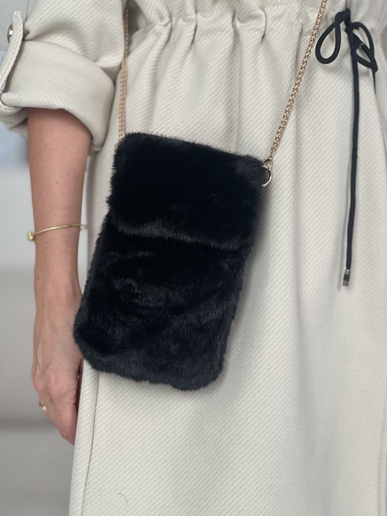 Eko kailio maža rankinė, juoda spalva