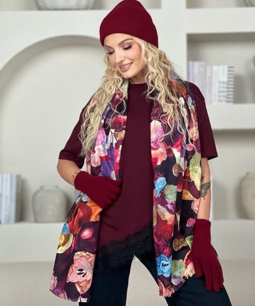 Alternative view of Šalikas "Spalvotos gėlės"