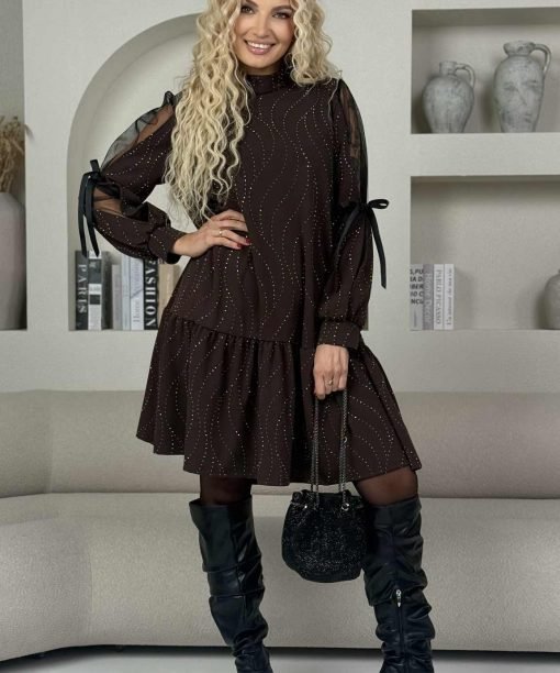 Suknelė "Kaspinėlis" , šokolado spalva