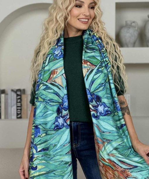 Šalikas "Irisai-Sakura" dvipusis