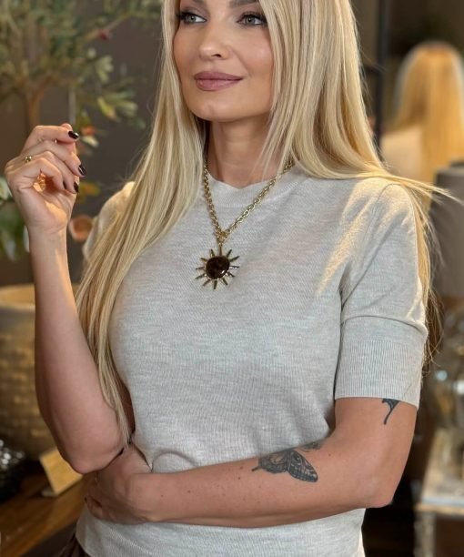 Alternative view of Palaidinė, trumpomis rankovėmis, latte spalva