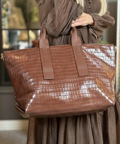 Rankinė, "Krokodilas",karamelės spalva