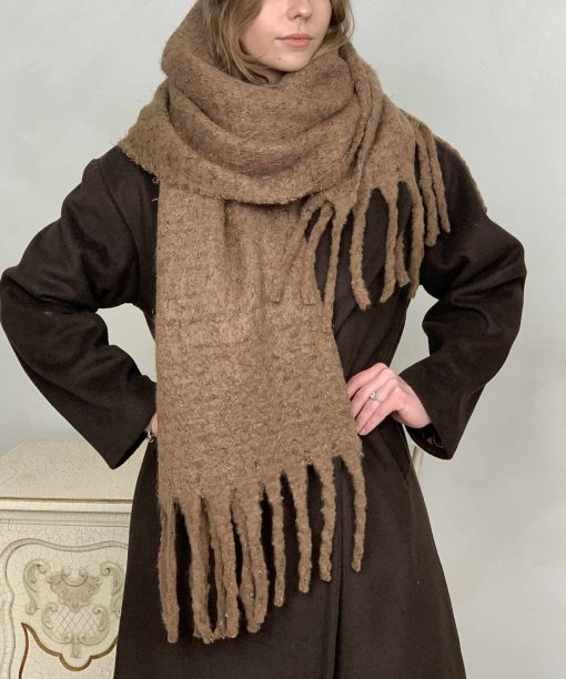 Šalikas su liureksu, tamsi camel spalva