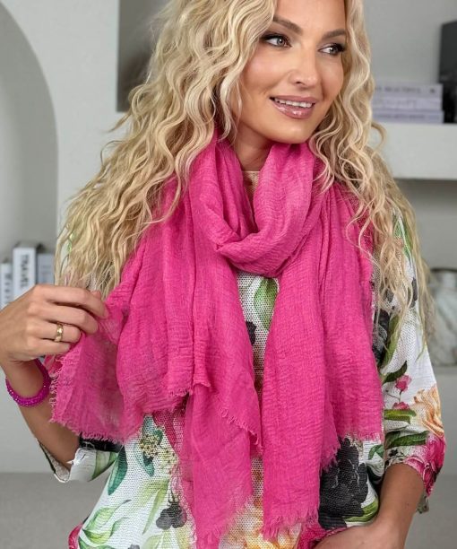 Šalikas "Vienspalvis", fuksijos spalva