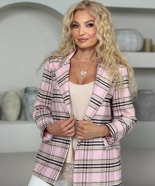 Alternative view of Švarkas "Languotas", rožinė spalva