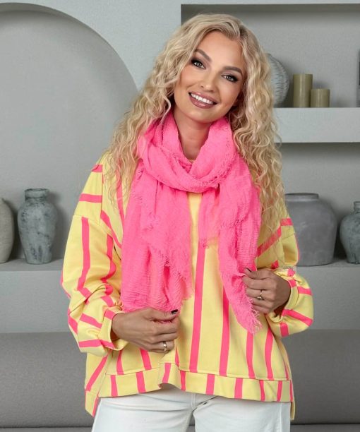 Alternative view of Šalikas "Vienspalvis", rožinis ryškus