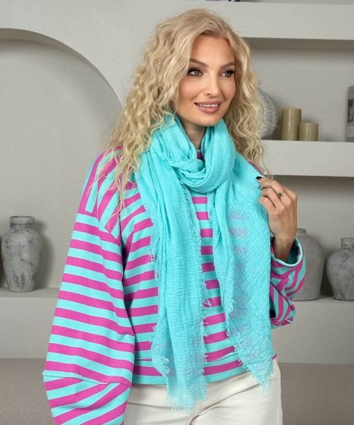 Alternative view of Šalikas "Vienspalvis", mėtų spalva