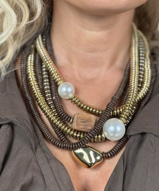 Kaklo papuošalas “Afrika”, masyvus, ruda spalva