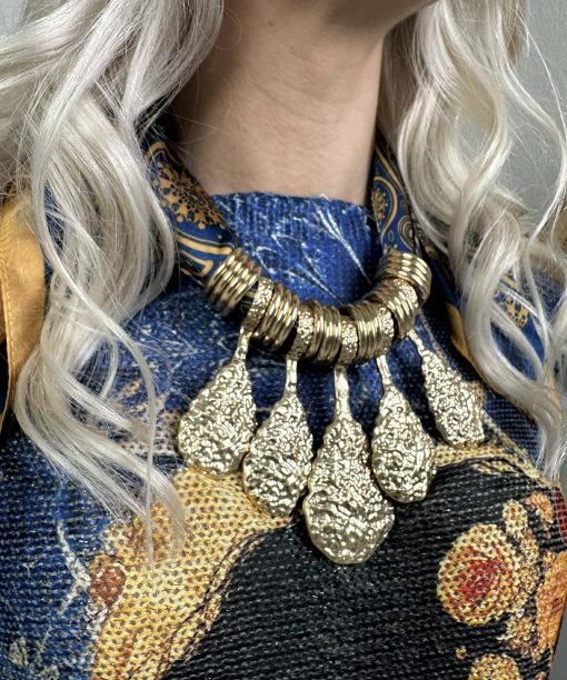 Kaklo papuošalas "Šaukštai”, tamsiai mėlyna spalva