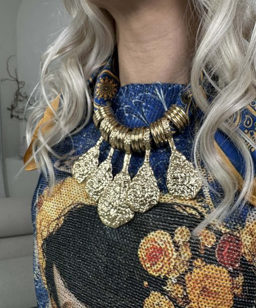 Alternative view of Kaklo papuošalas "Šaukštai”, tamsiai mėlyna spalva