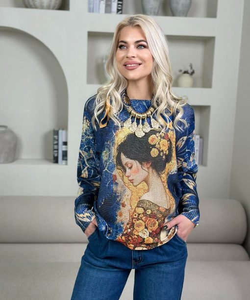 Alternative view of Megztinis "Mergina iš sapno", mėlyna spalva