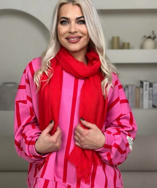 Alternative view of Šalikas "Vienspalvis", raudona spalva