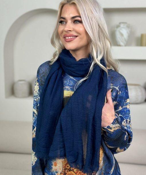 Šalikas "Vienspalvis", tamsiai mėlyna spalva