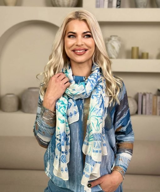 Alternative view of Šalikas "Koralai jūroje", mėlyna/metų spalva