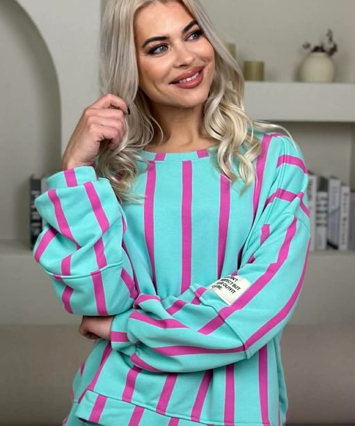 Džemperis "Kanarėlė" , mėtų/fuksija