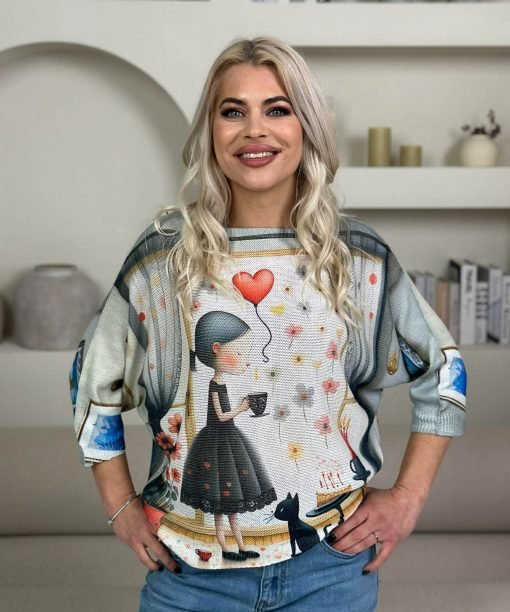 Megztinis "Mergaitė su kačiuku"