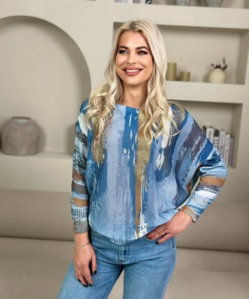 Alternative view of Megztinis "Potėpiai", džinso atspalviai