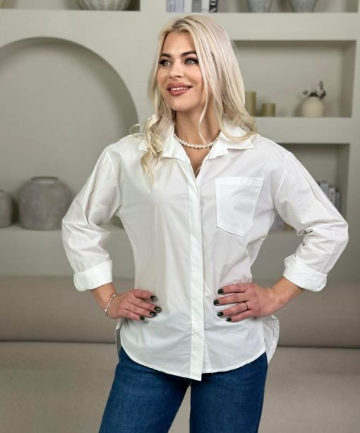 Alternative view of Marškiniai "Klasikiniai su kišene", balta spalva