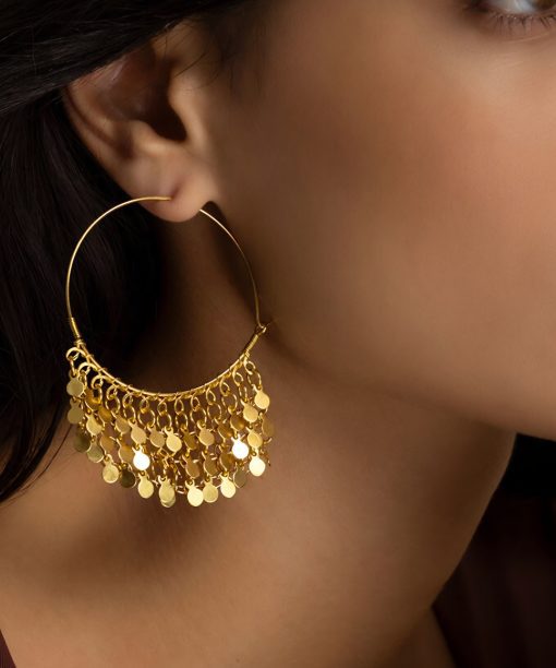 Auskarai “Mažos monetos ant žiedo”, aukso spalva