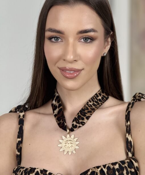 Alternative view of Kaklo papuošalas "Leopardinė juostelė ir Saulė su veiduku"