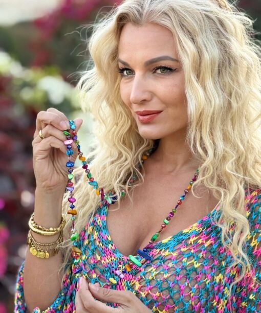 Kaklo papuošalas "Akmenėliai", vaivorykštė