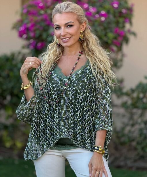 Megztinis "Tinkliukas", žalia spalva